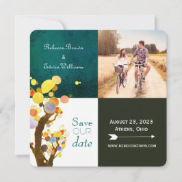 Whimsical Trees Blauwgroen Huwelijksfoto Save the  Save The Date