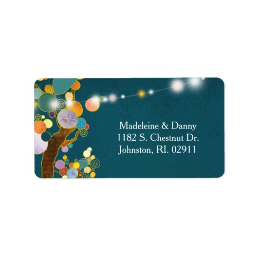 Whimsical Trees Blauwgroen Wedding Address Etiket (Voorkant)