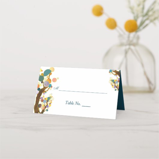 Whimsical Trees Blauwgroen Wedding Plaatskaartje (Voorkant)