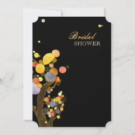 Whimsical Trees Elegant Black Vrijgezellenfeest Kaart