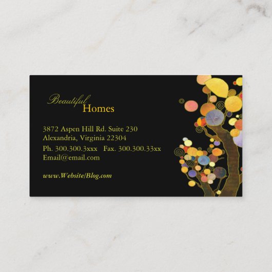 Whimsical Trees Interieurontwerp Visitekaartje (Achterkant)