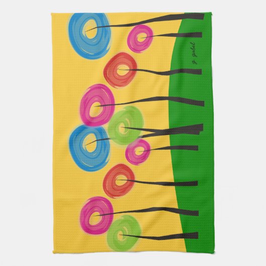 Whimsical Trees Kitchen Towel Theedoek (Verticaal)