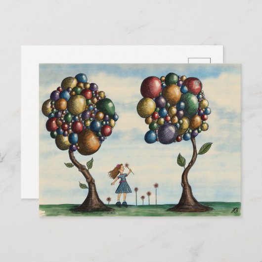 Whimsical Trees Landscape Fantasy Artwork Briefkaart (Voorkant / Achterkant)