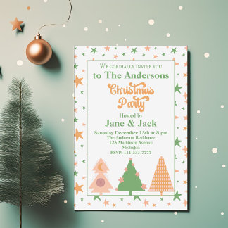 Whimsical Trees Pastel BOHO Kerstfeest Kaart
