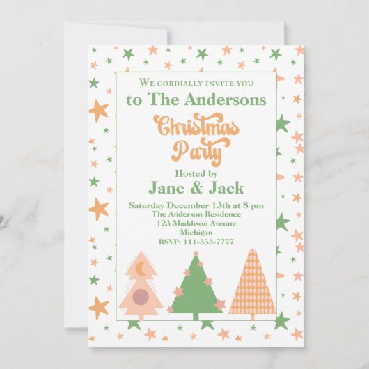 Whimsical Trees Pastel BOHO Kerstfeest Kaart (Voorkant)