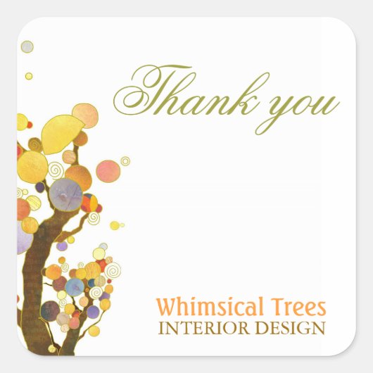 Whimsical Trees Unique Business Hartelijk dank Vierkante Sticker (Voorkant)