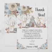 Whimsical Tribal Boho Woodland Animals Baby shower Bedankkaart (Voorkant / Achterkant)