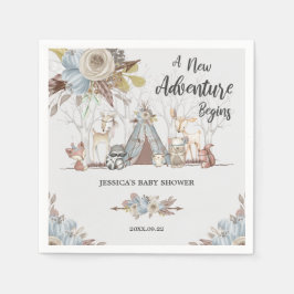 Whimsical Tribal Woodland Animals Boy Baby shower Servet