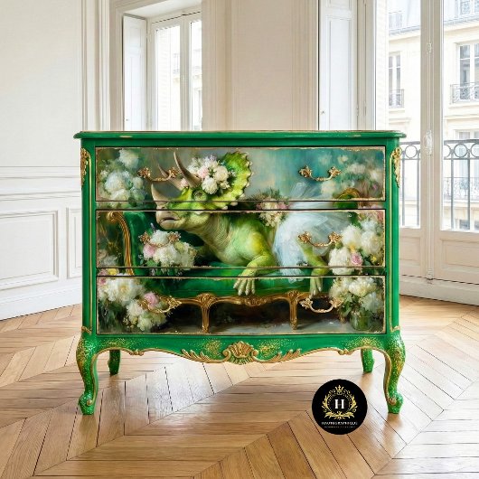 Whimsical Triceratops Bloemen Ballerina Decoupage Tissuepapier