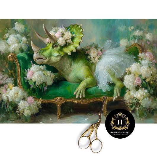 Whimsical Triceratops Bloemen Ballerina Decoupage Tissuepapier