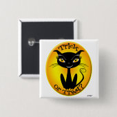 Whimsical Trick or treat? Kat Vierkante Button 5,1 Cm (Voorkant /achterkant)
