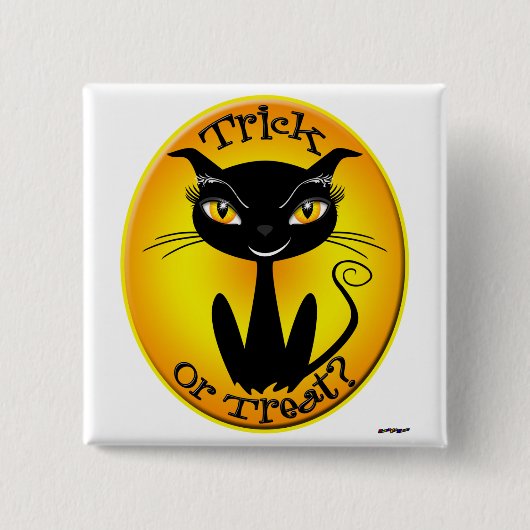 Whimsical Trick or treat? Kat Vierkante Button 5,1 Cm (Voorkant)
