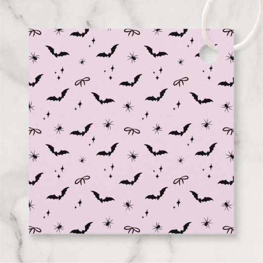 Whimsical Trick or treat, roze Halloween Bedankjes Labels (Achterkant)