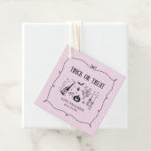 Whimsical Trick or treat, roze Halloween Bedankjes Labels (In situ)