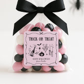Whimsical Trick or treat, roze Halloween sticker