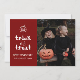 Whimsical Trick or Treat Script Halloween Photo Feestdagenkaart