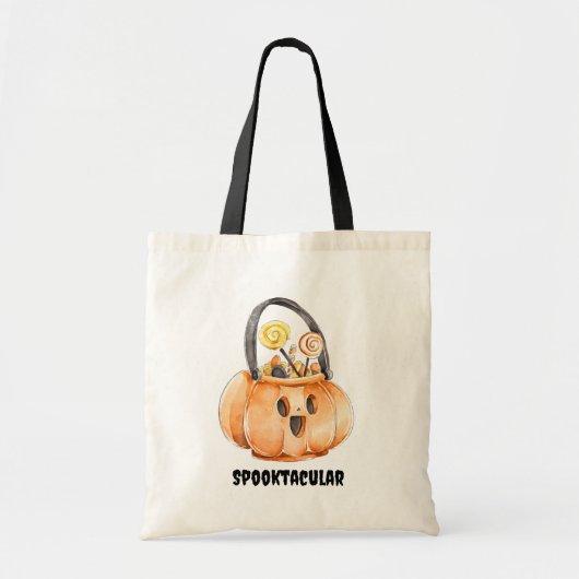 Whimsical Trick or treat Waterverf Halloween Tote Bag (Voorkant)