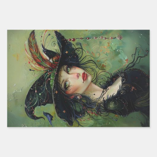 Whimsical Trio Heksen #2 Decoupage Inpakpapier Vel (Voorkant 2)