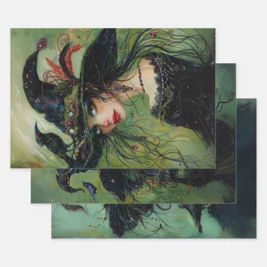 Whimsical Trio Heksen #2 Decoupage Inpakpapier Vel (Set)