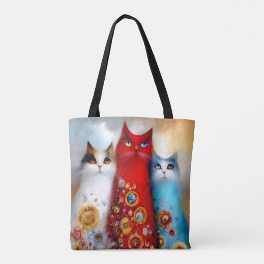 Whimsical Trio of Cats Tote Bag (Achterkant)