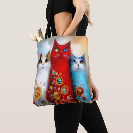 Whimsical Trio of Cats Tote Bag (Dichtbij)