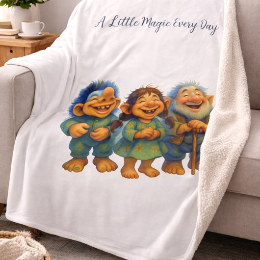 Whimsical Troll Family Gift  Magic Every Day Fleece Deken