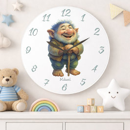 Whimsical Troll Gnome Wall Decor Kids Custom Name  Grote Klok