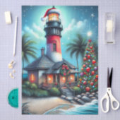 Whimsical Tropical Christmas Lighthouse Decoupage Tissuepapier (Craft)