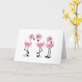 Whimsical tropical flamingos kaart (Gele Bloem)
