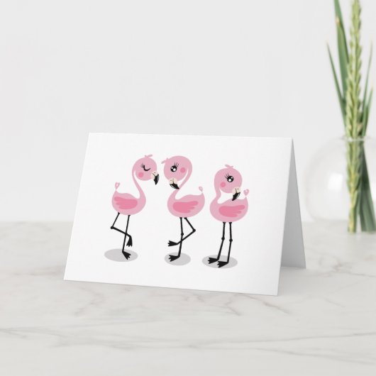 Whimsical tropical flamingos kaart (Voorkant)
