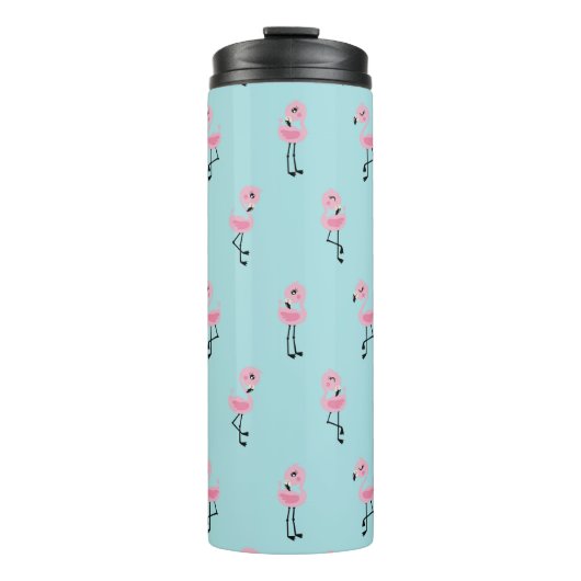Whimsical tropical flamingos thermosbeker (Voorkant)