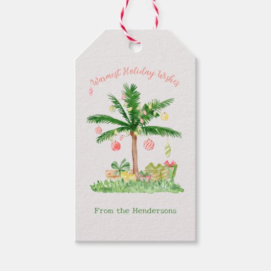 Whimsical Tropical Kerstlameles Holiday Scene Cadeaulabel (Voorkant)
