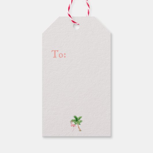 Whimsical Tropical Kerstlameles Holiday Scene Cadeaulabel (Achterkant)