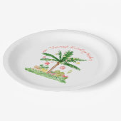 Whimsical Tropical Kerstlameles Holiday Scene Papieren Bordje (Gekanteld)