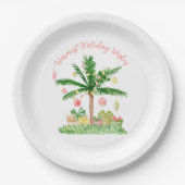 Whimsical Tropical Kerstlameles Holiday Scene Papieren Bordje (Voorkant)