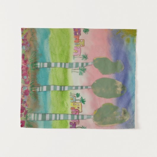 Whimsical Tropical Landscape  Wandkleed (Voorkant (horizontaal))