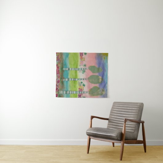 Whimsical Tropical Landscape  Wandkleed (In Situ (horizontaal))