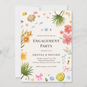 Whimsical Tropical Seafood Beach Engagement Party Kaart (Voorkant)