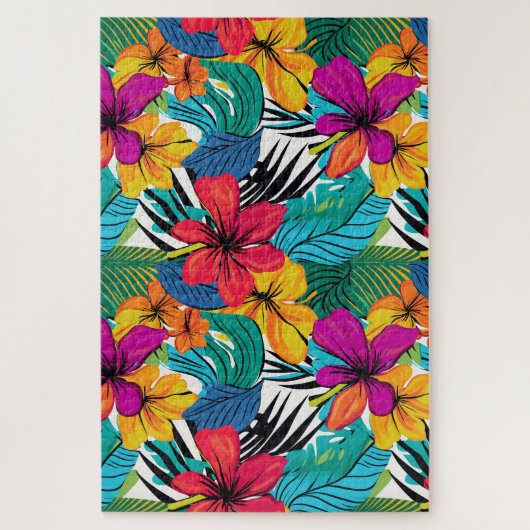Whimsical Tropical Waterverf Bloemen Legpuzzel (Verticaal)