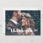 Whimsical Trouwfoto | Witte Script Bedankt Magnetische Uitnodiging (Voorkant)
