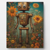 Whimsical Tuin Robot | Digitale Kunst Tafelmodel Fotoplaat (Voorkant)