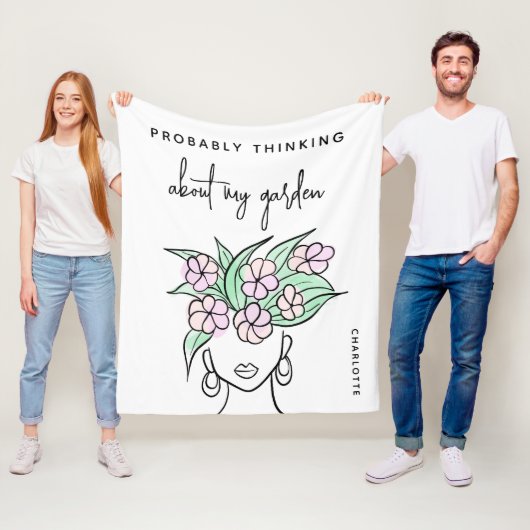 Whimsical tuinman Boho Floral gepersonaliseerd Fleece Deken (In situ)