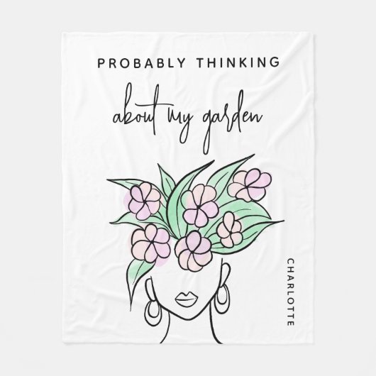 Whimsical tuinman Boho Floral gepersonaliseerd Fleece Deken (Voorkant)