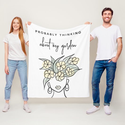 Whimsical Tuinman Boho Geel Bloemen Gepersonalisee Fleece Deken (In situ)