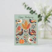 Whimsical Turkeys & Folk Art verlaat de Thanksgivi Feestdagenkaart (Staand voorkant)