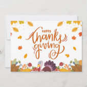 Whimsical Turkije en Autumn verlaat Thanksgiving Feestdagenkaart (Voorkant)