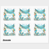 Whimsical Turquoise Bedankt Verjaardag Vierkante Sticker (Vel)