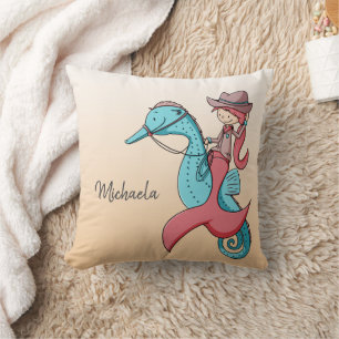 Whimsical Turquoise Zeemeermin Cowgirl Kussen