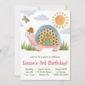 Whimsical Turtle Birthday Party Invitation Kaart (Voorkant)