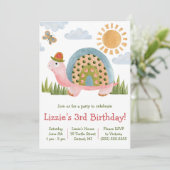 Whimsical Turtle Birthday Party Invitation Kaart (Staand voorkant)
